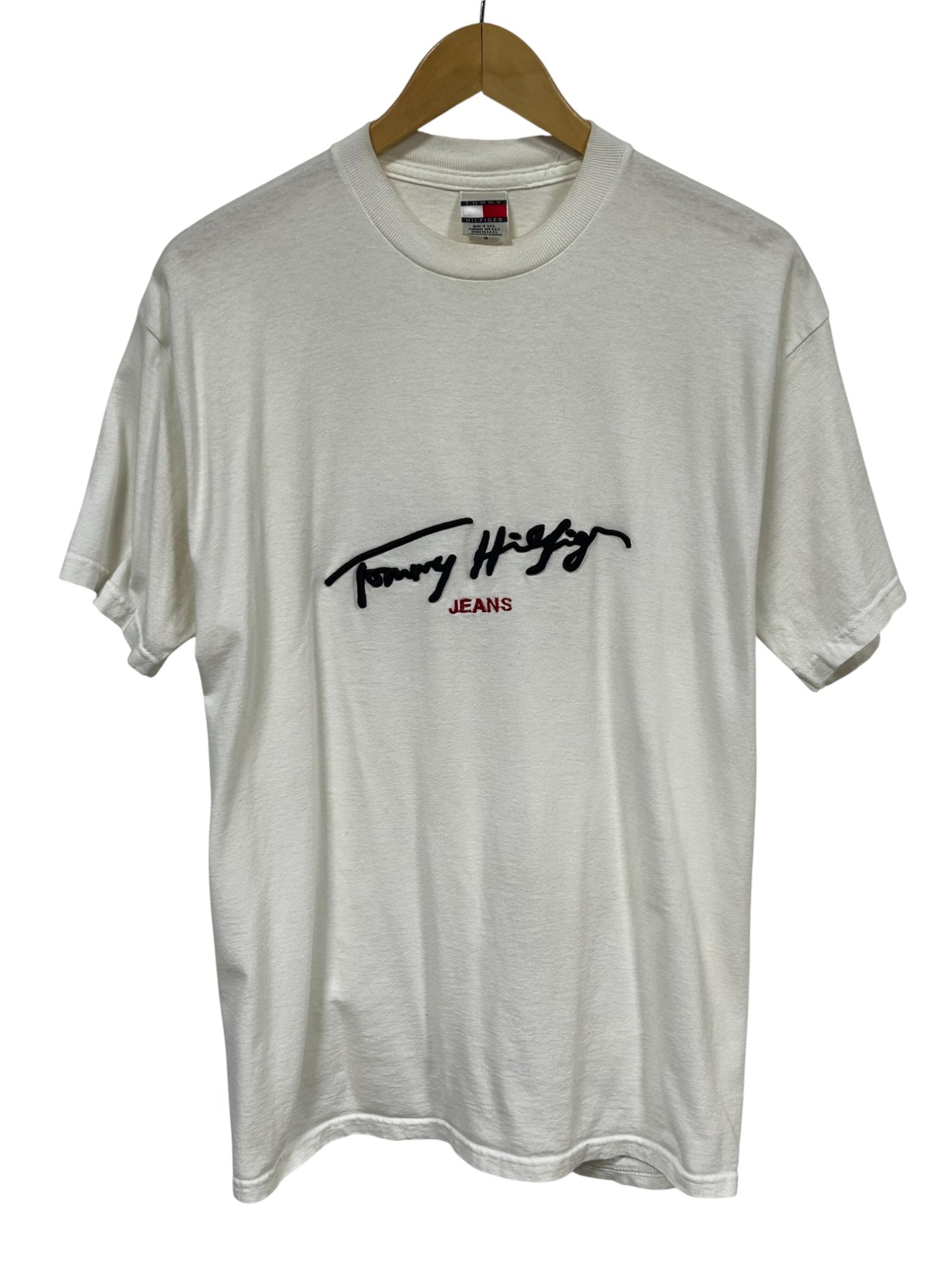 Vintage 90's Tommy Hilfiger Jeans Script Logo Graphic Tee Size Medium