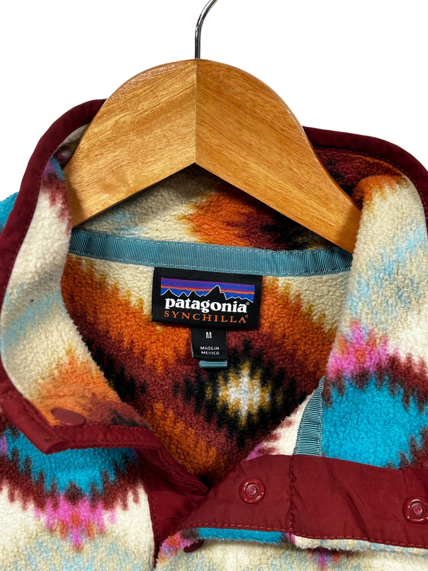 Vintage Patagonia Synchilla Snap T Aztec Print Fleece Sweater Size Medium