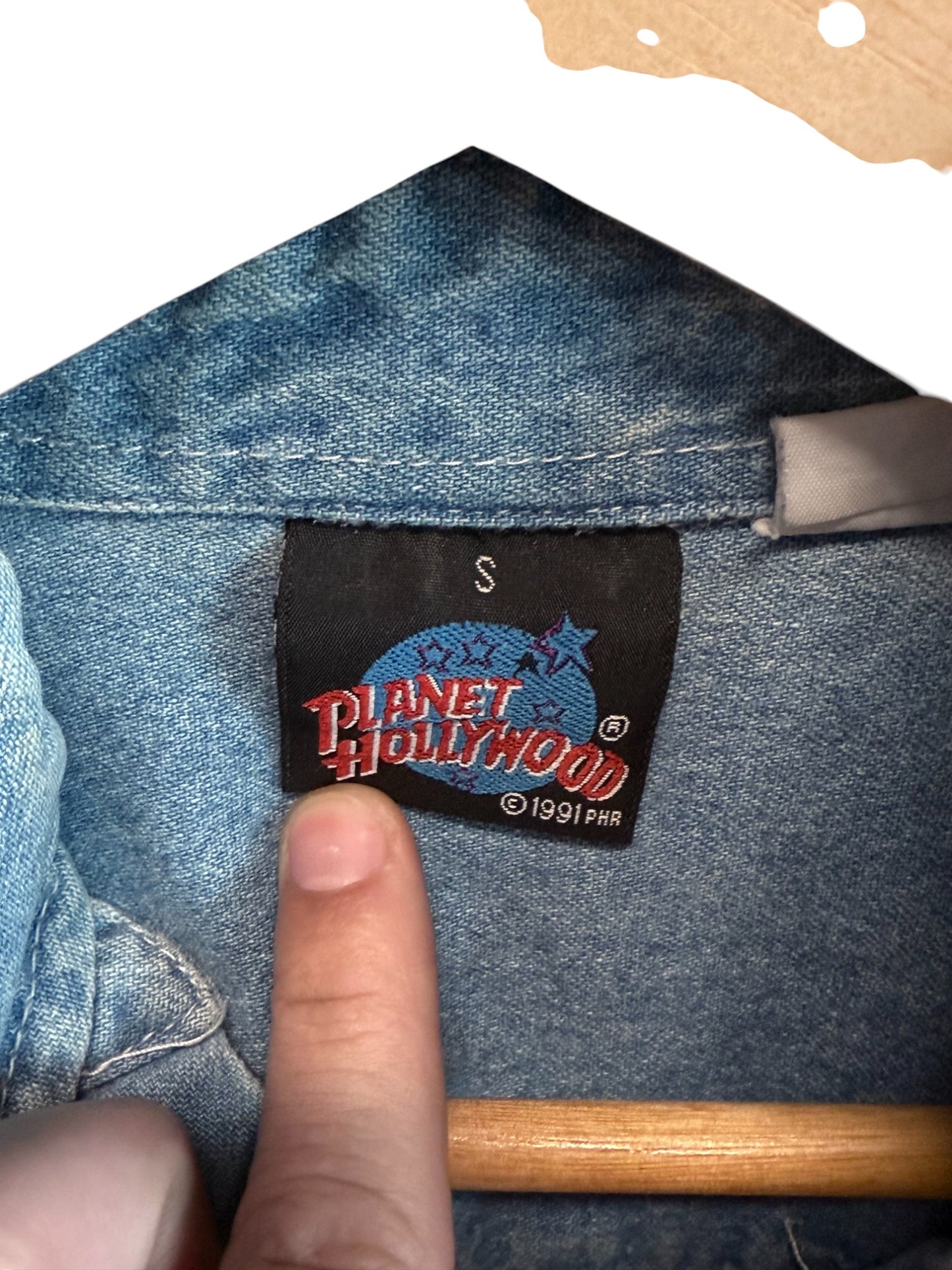 Vintage 90's Planet Hollywood Denim Button Up Shirt Size Small