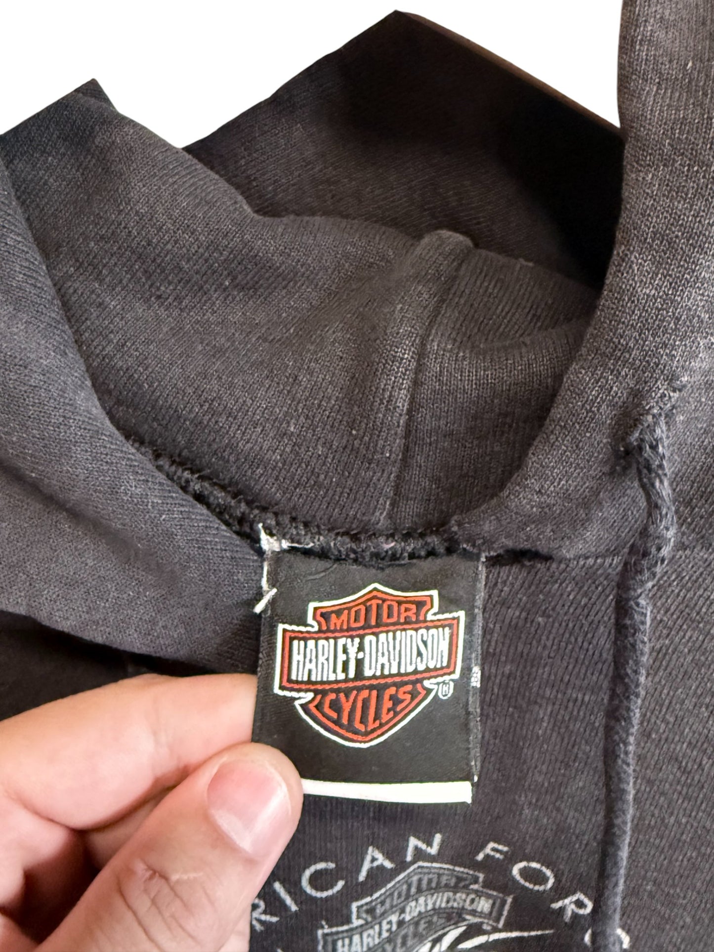 Vintage Harley Davidson Santa Fe New Mexico Faded Black Hoodie Size Large