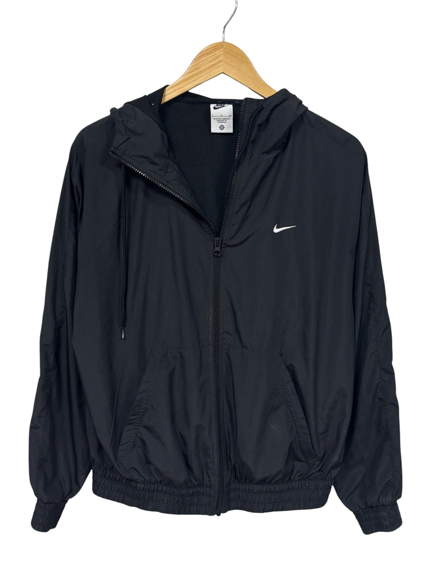 Nike Small Swoosh Black Zip Up Windbreaker Jacket Size Small