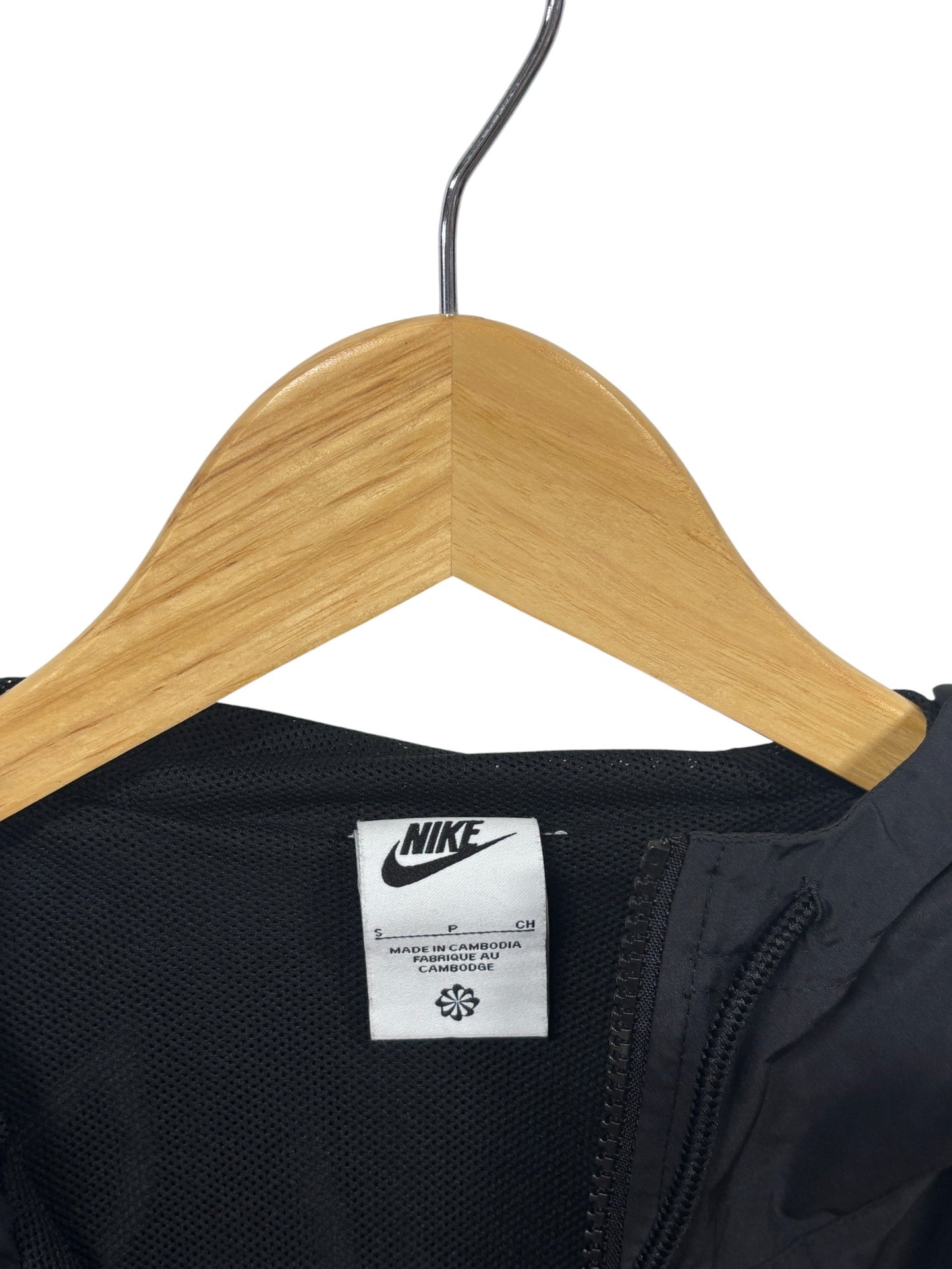 Nike Small Swoosh Black Zip Up Windbreaker Jacket Size Small