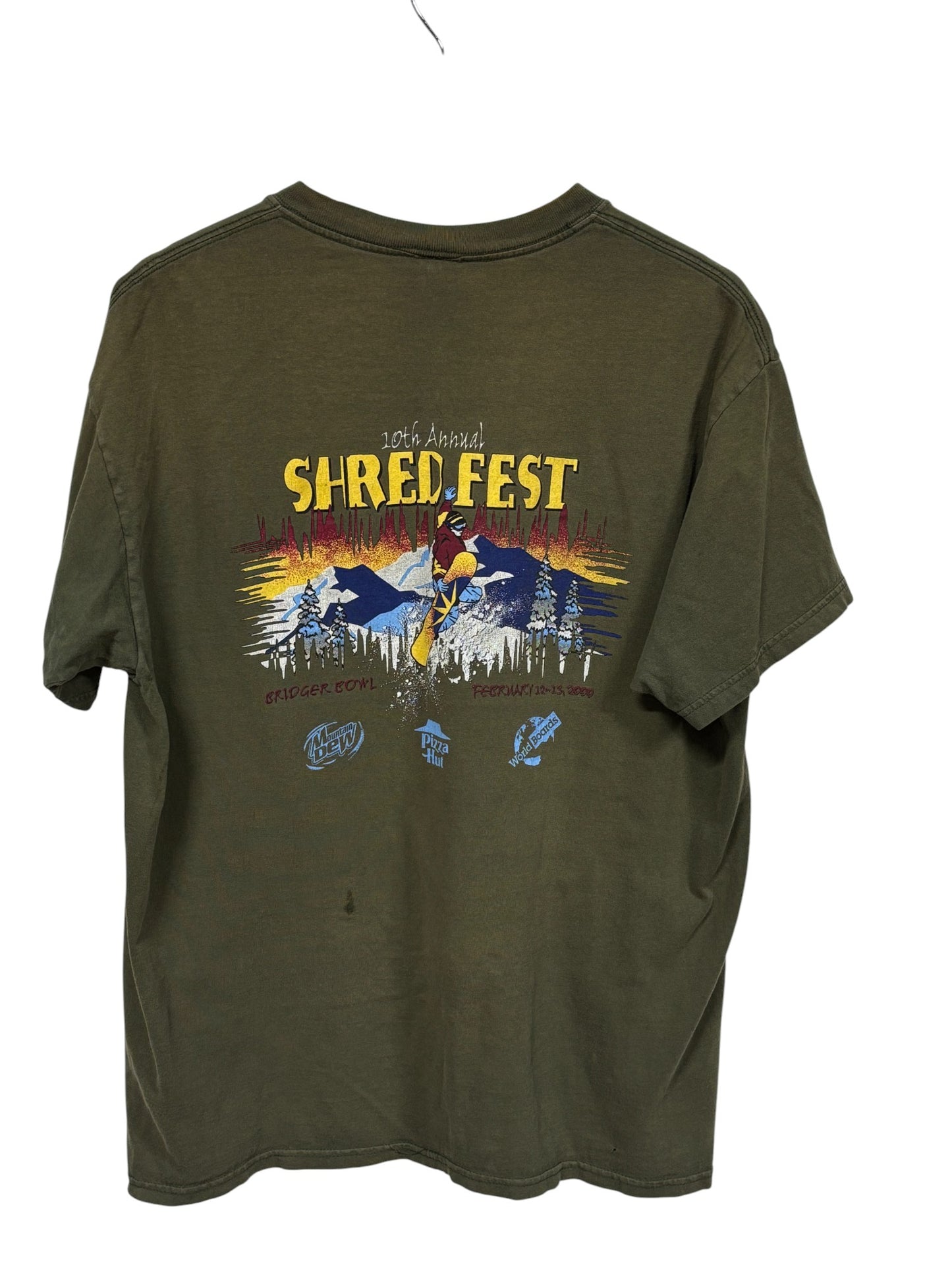 Vintage Bozeman Montana Bridger Bowl Shredfest Snowboard Tee Size Large