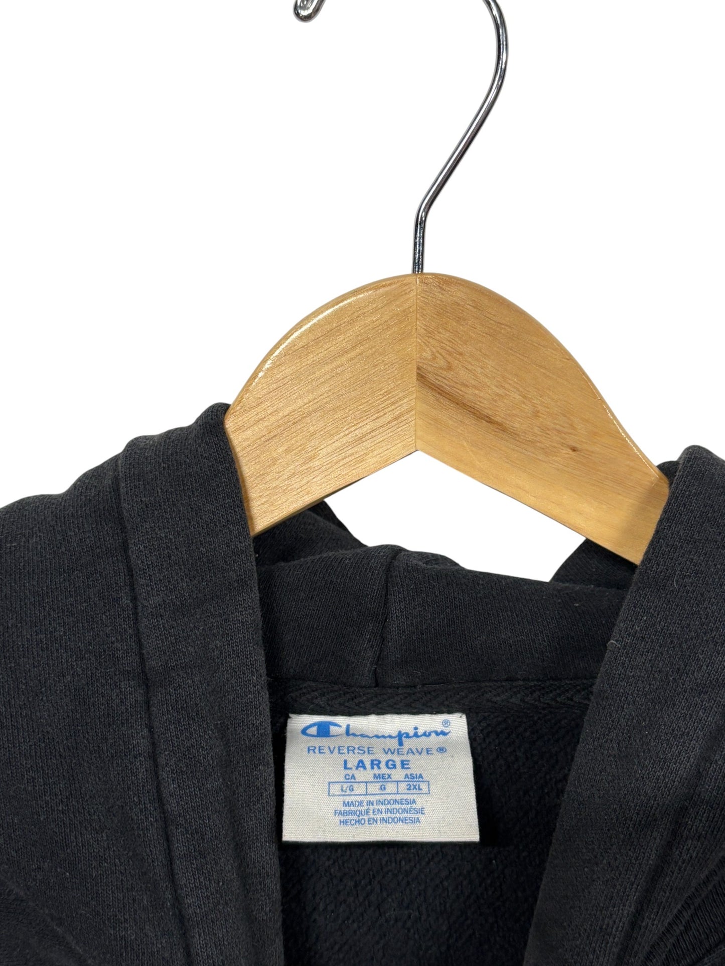Champion Black Reverse Weave Hoodie Size Large