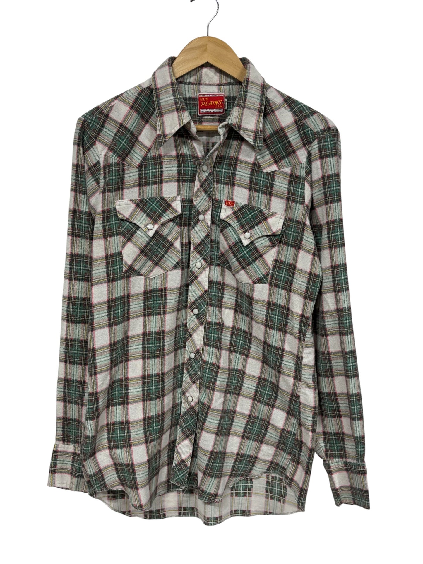 Vintage Ely Plains Flannel Pearl Snap Western Button Up Shirt Size XL