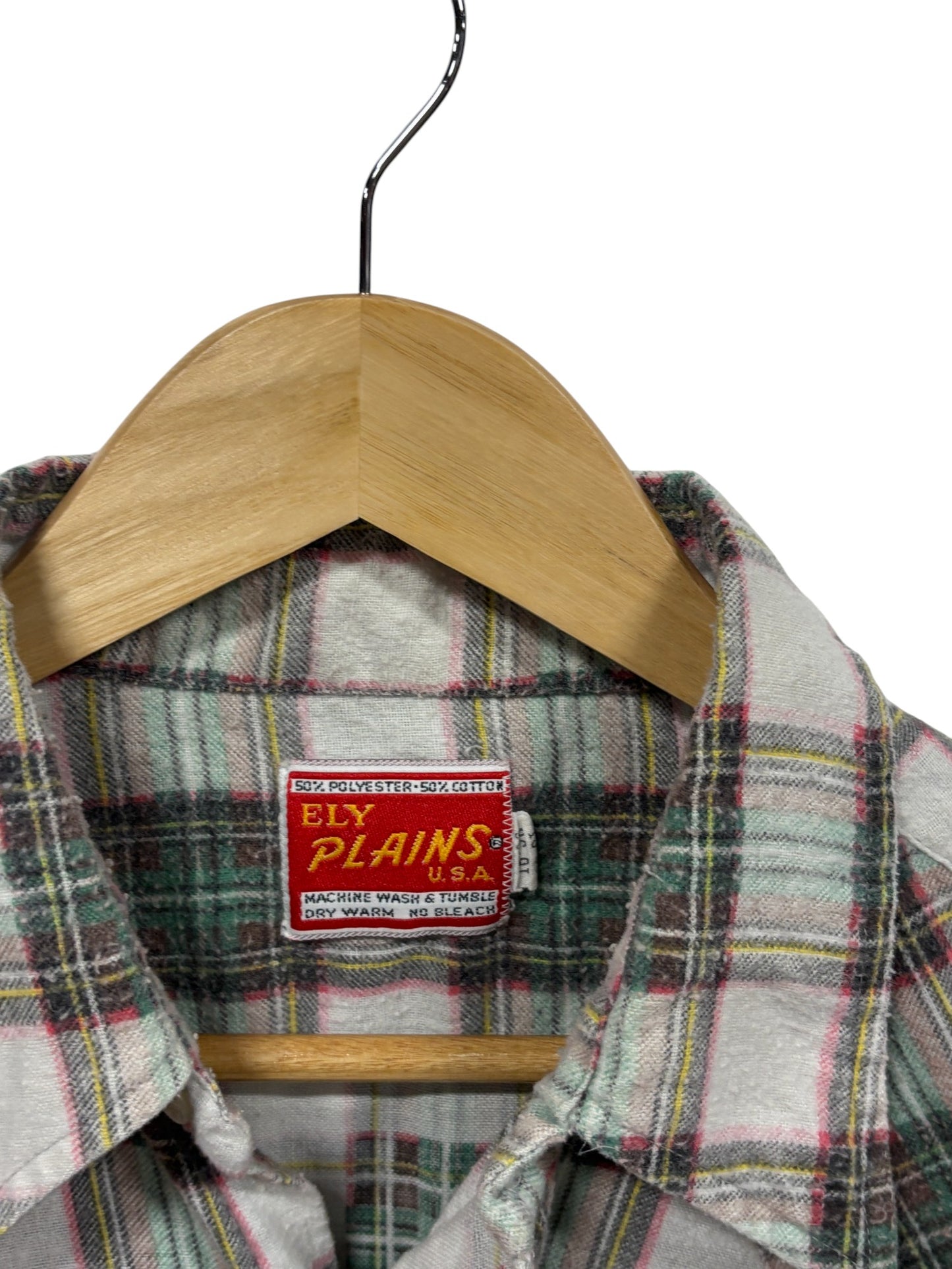Vintage Ely Plains Flannel Pearl Snap Western Button Up Shirt Size XL