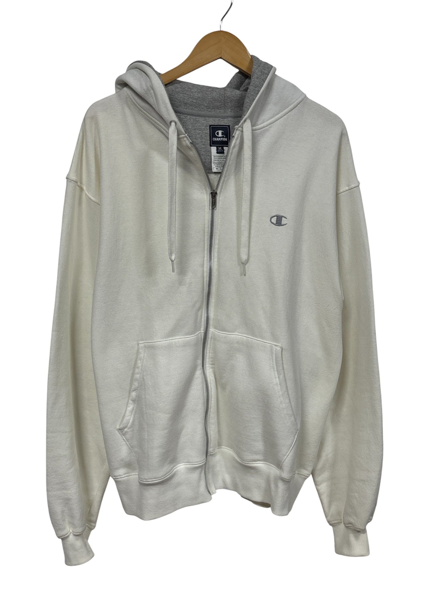 Champion White Zip Up Hoodie Size Medium