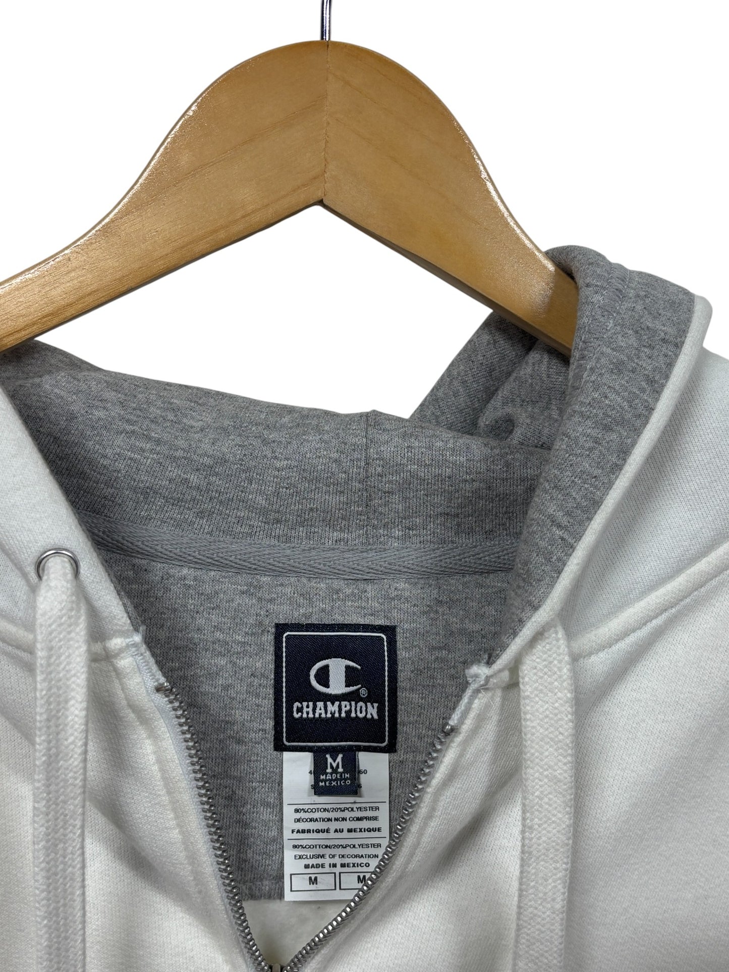 Champion White Zip Up Hoodie Size Medium