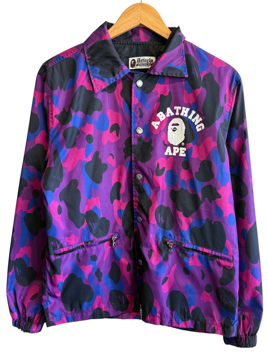 Bape Bathing Ape Purple Camo Coach Jacket Size Large