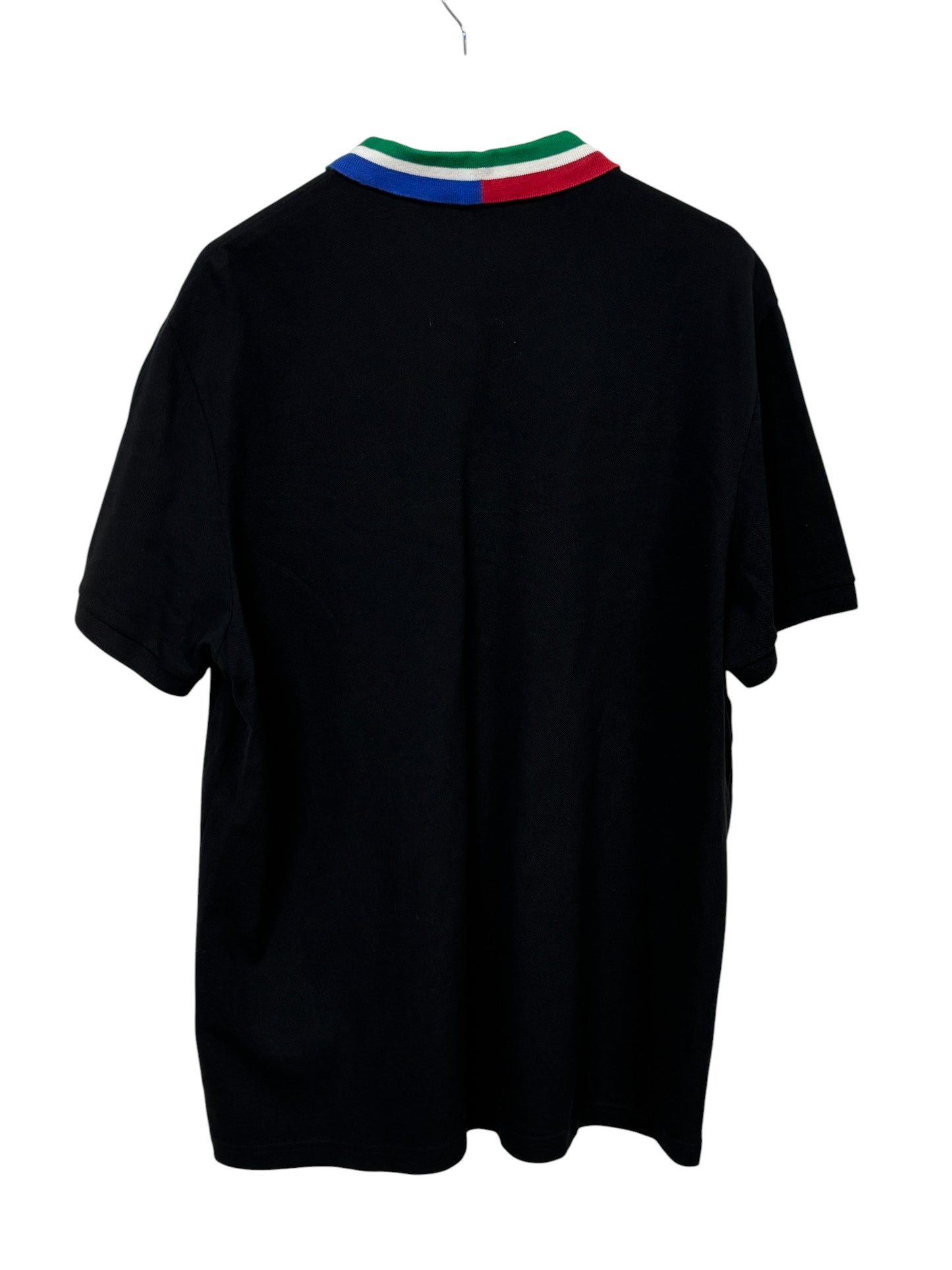 Vintage Lacoste Black Striped Collar Polo Shirt Size 3XL