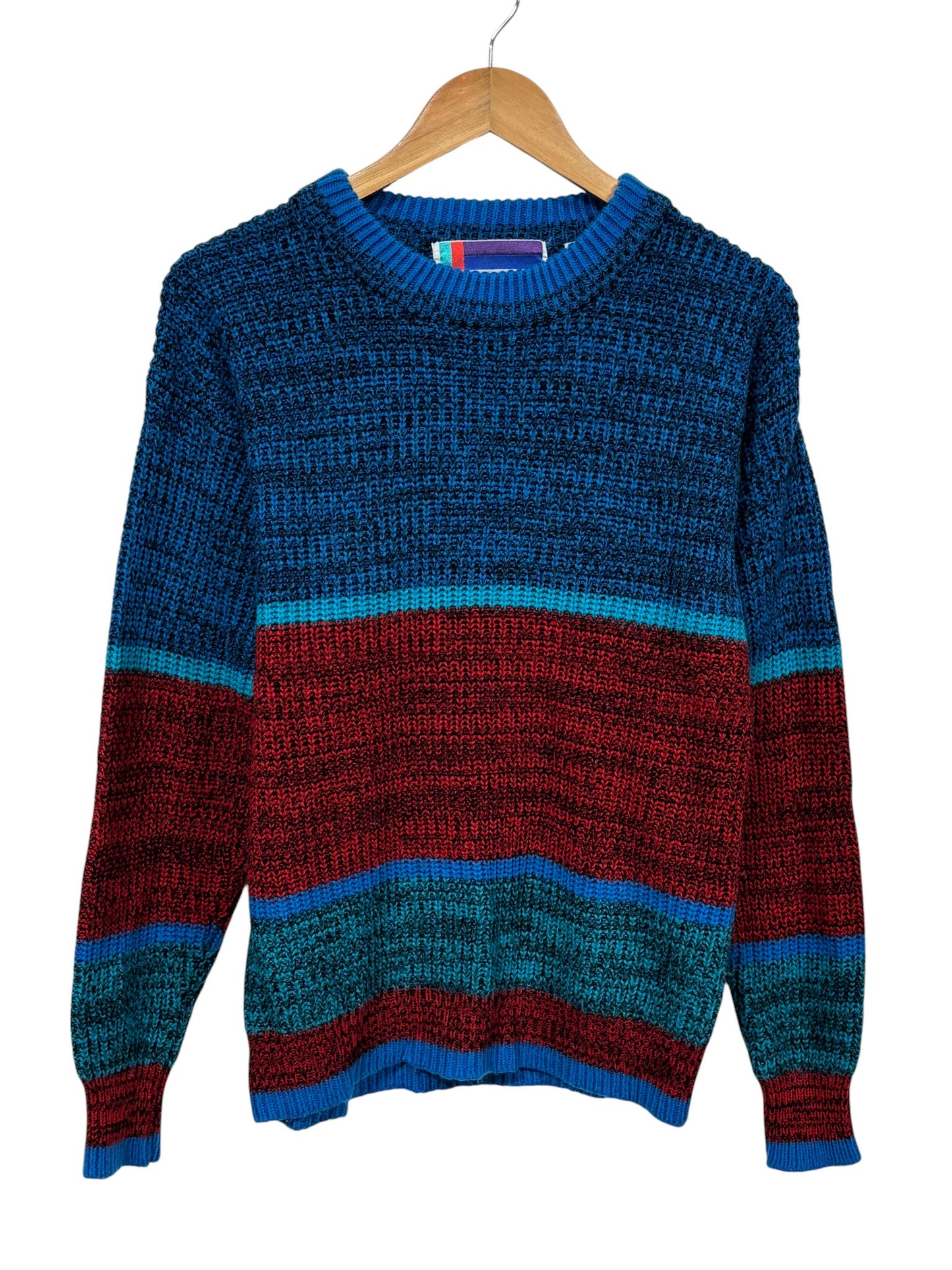Vintage 90's Blue Red Striped Knit Sweater Size Small