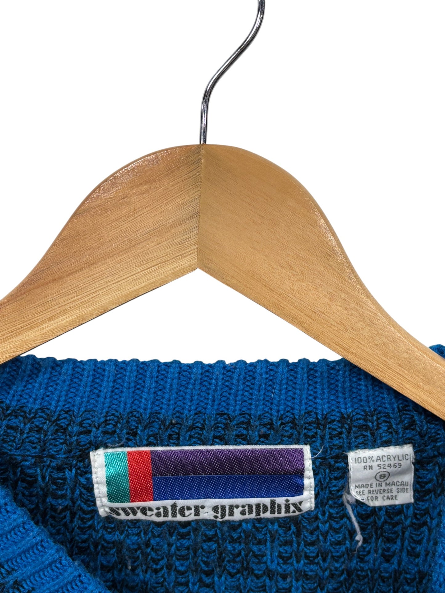 Vintage 90's Blue Red Striped Knit Sweater Size Small