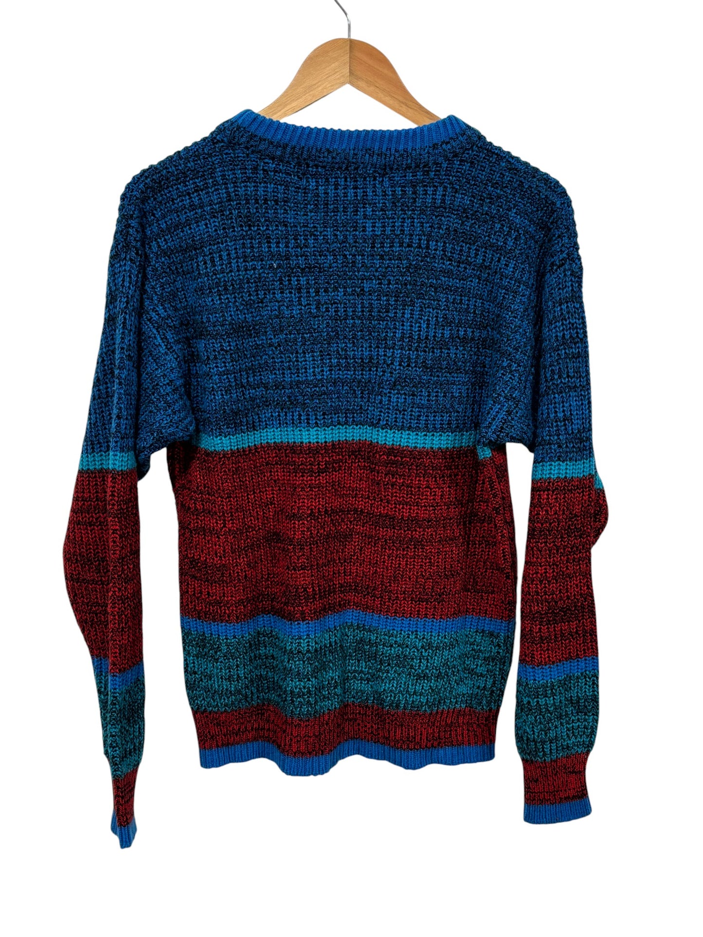 Vintage 90's Blue Red Striped Knit Sweater Size Small