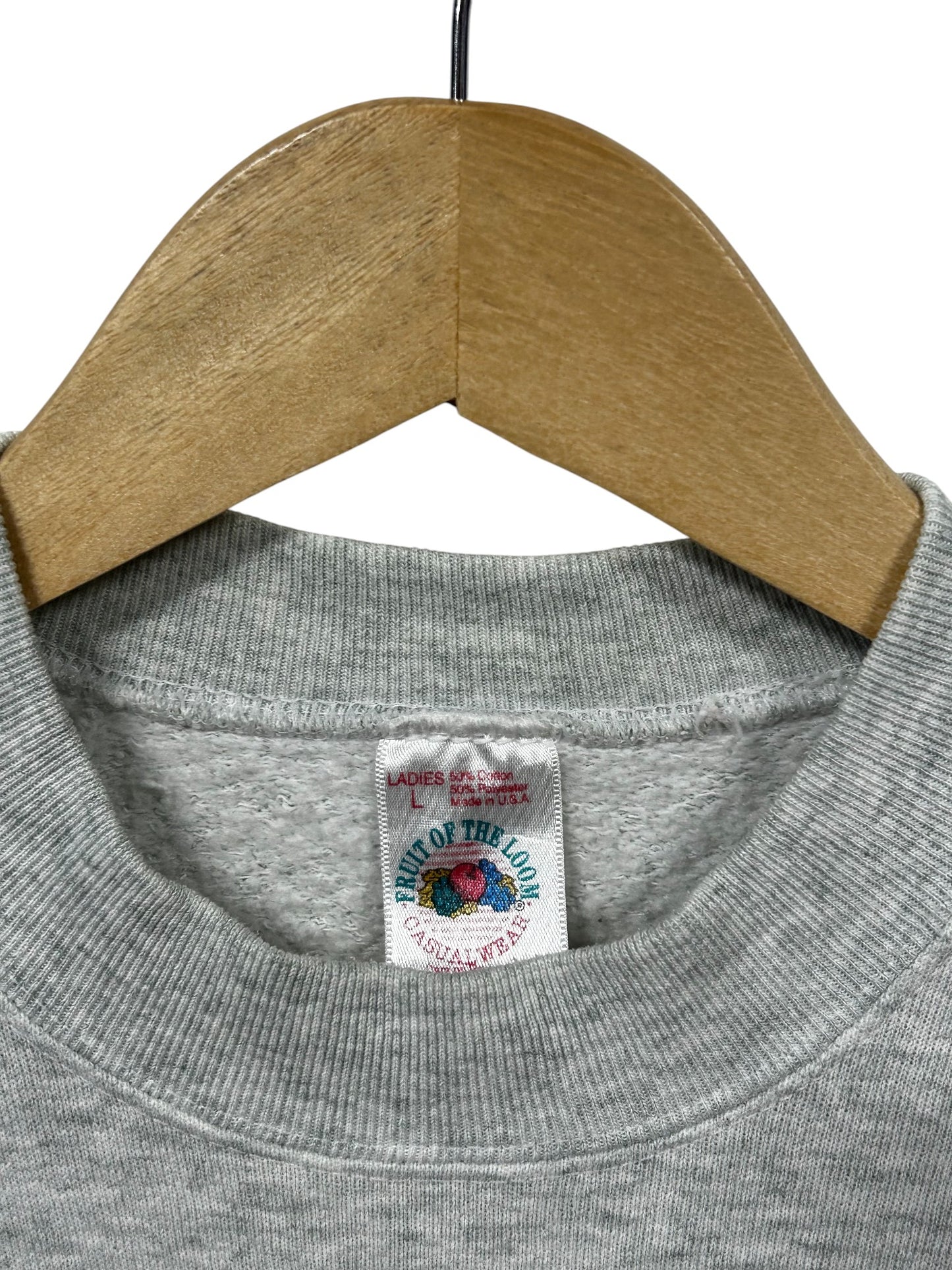 Vintage 90's Fruit of the Loom Women's Grey Blank Sweater Size Large