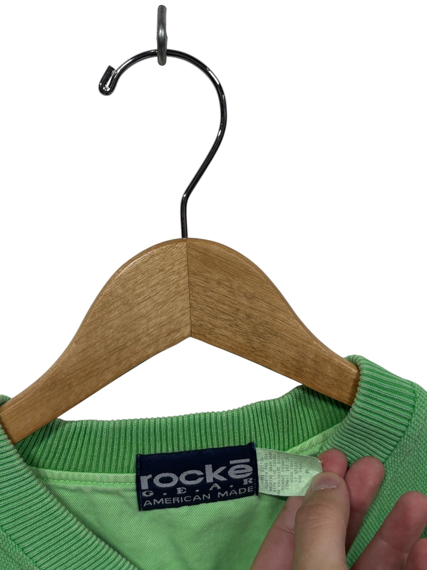Vintage 90's Rocke Gear Green Henley Tee Size Medium