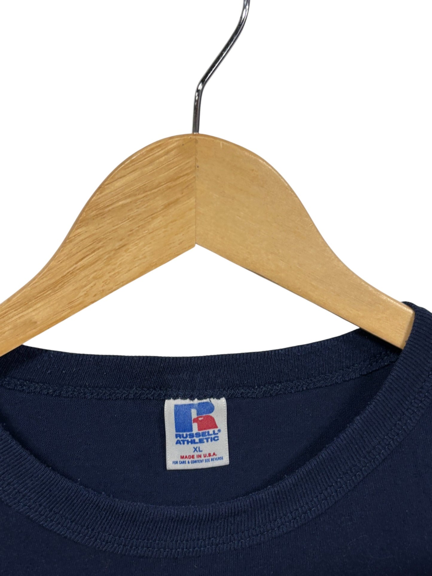 Vintage 90's Russell Athletic Navy Blue Blank Tee Size XL