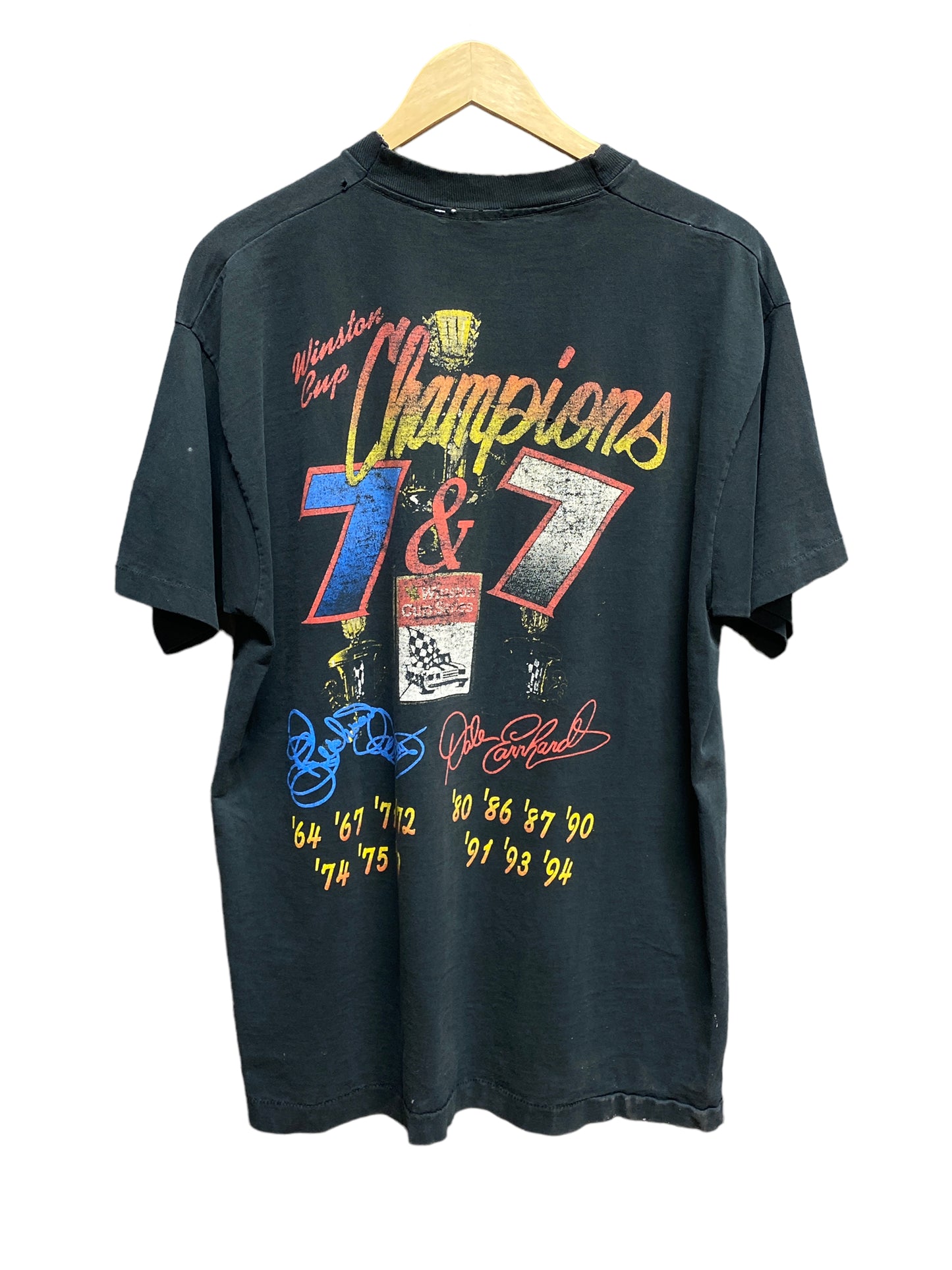 Vintage 90's Dale Earnhardt Richard Petty NASCAR Racing Graphic Tee Size XL