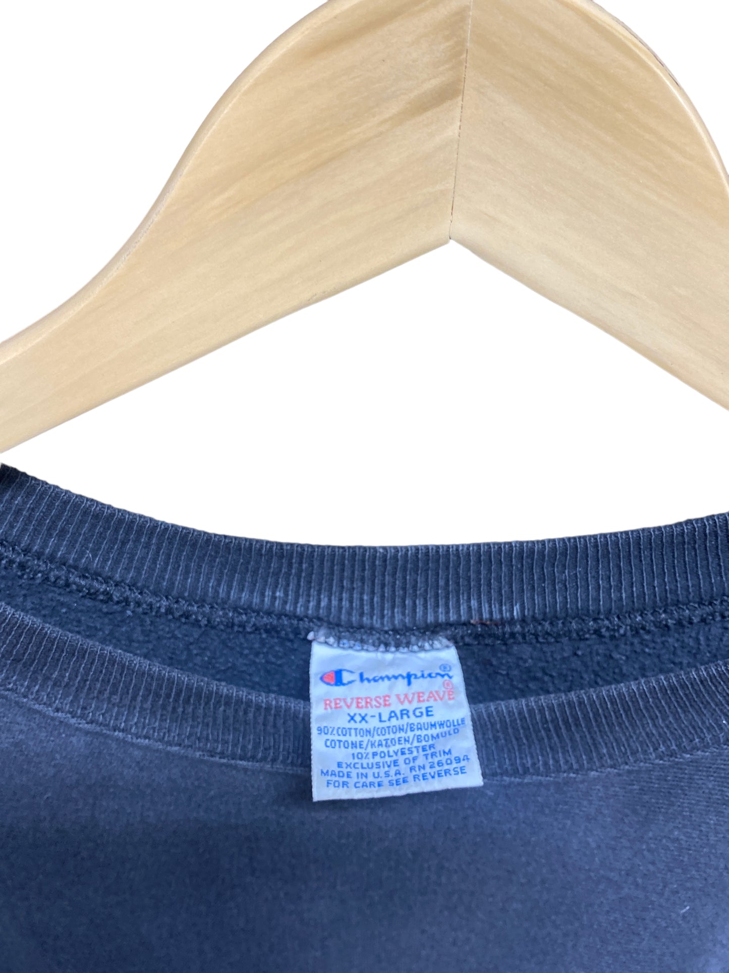 Vintage Champion Made in USA Black Blank Reverse Weave Crewneck Size XXL