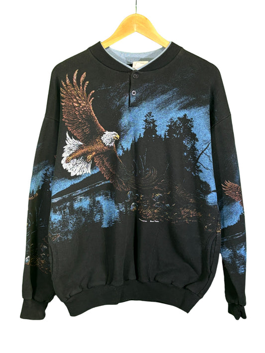 Vintage 90's Art Unlimited Eagle All Over Print Sweater Size Large