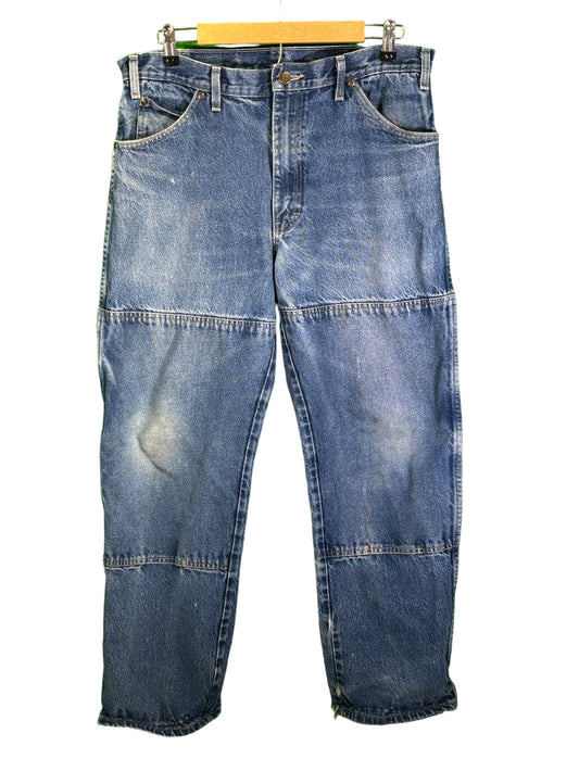 Vintage Dickies Denim Double Knee Carpenter Pants Distressed Size 34x29