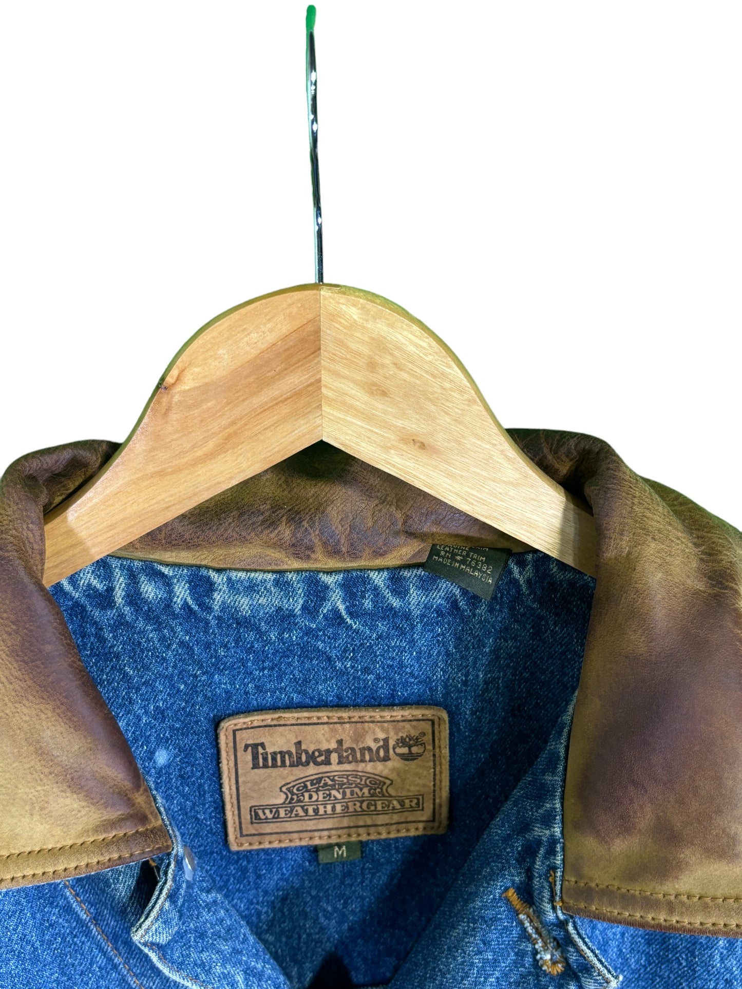 Vintage Timberland Classic Denim Weathergear Trucker Jacket Size Medium