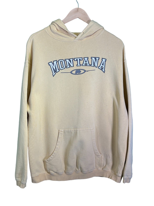 Vintage 00's Montana Yellow Grizzly Bear Pullover Hoodie Size Medium