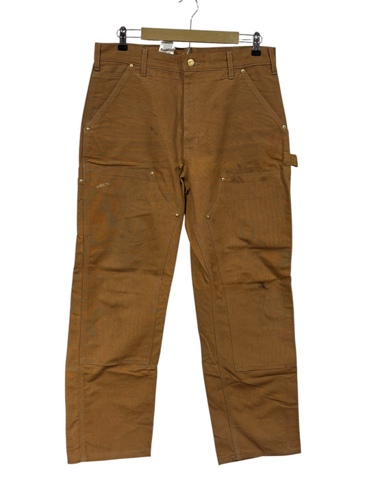 Vintage Carhartt Made in USA Brown Double Knee Carpenter Pants Size 34x31