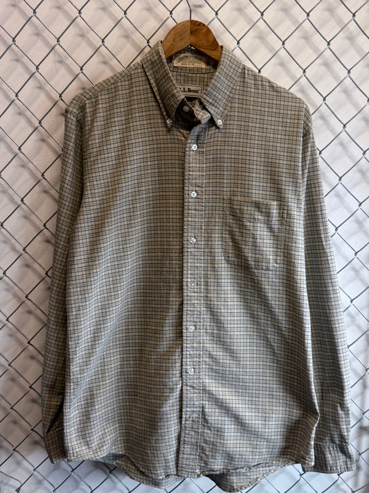 Vintage LL Bean Plaid Button Up Oxford Collar Long Sleeve Shirt Size XL