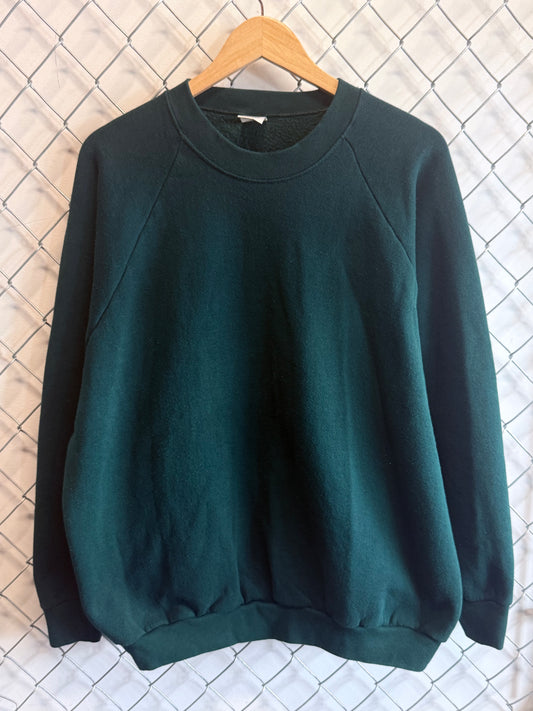 Vintage 90's Fruit of the Loom Dark Green Blank Sweater Size XXL