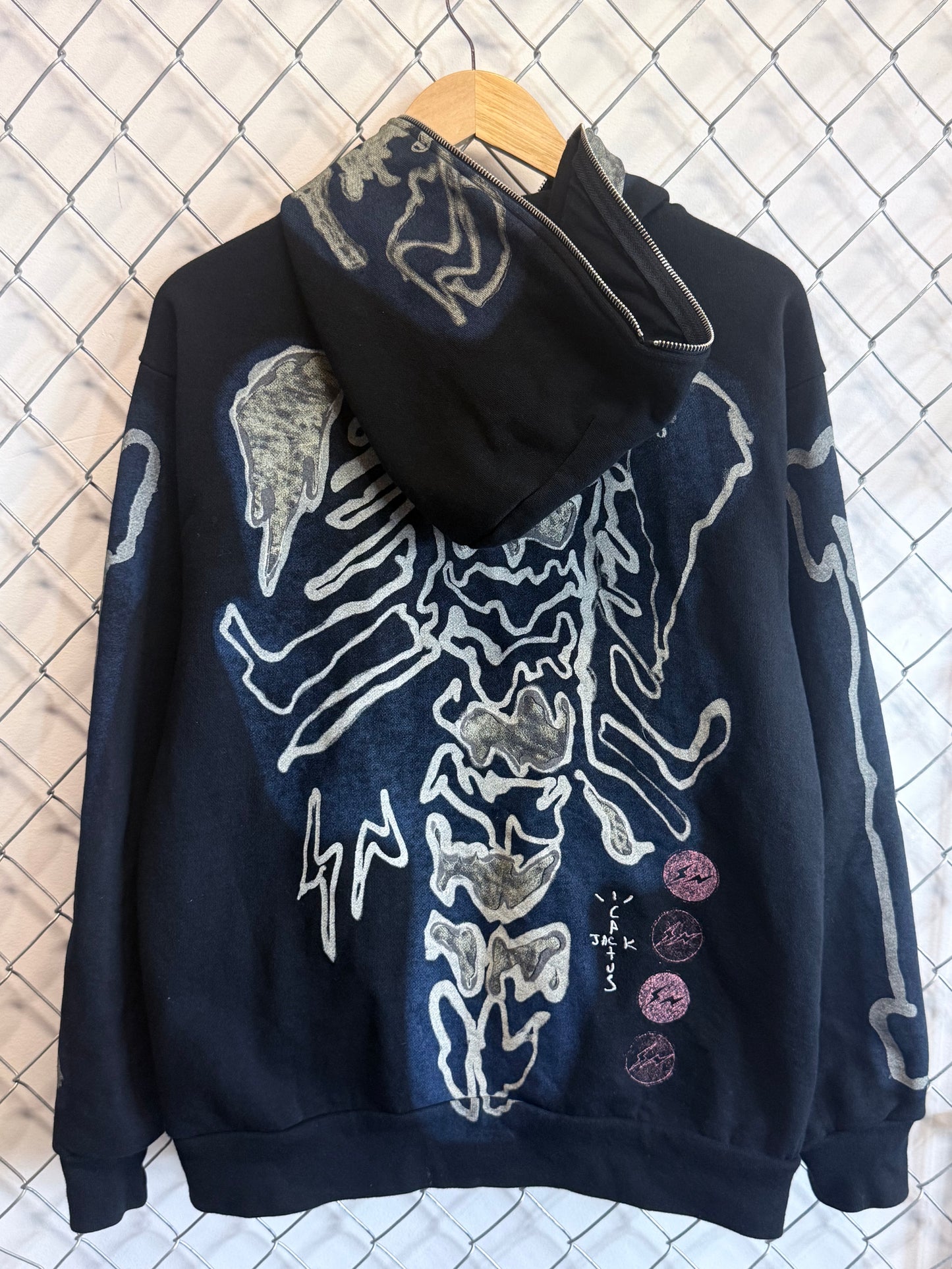 Travis Scott x Fragment Full Zip Bones Hoodie Size Medium