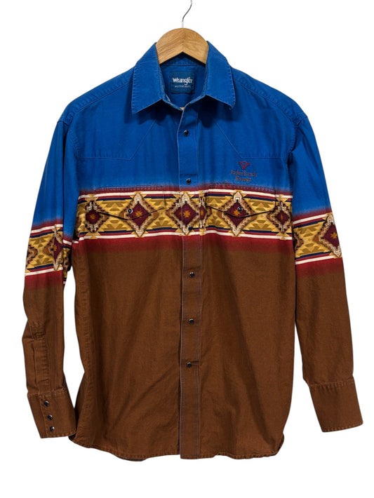 Vintage Wrangler South Western Pearl Snap Button Up Shirt Size Large