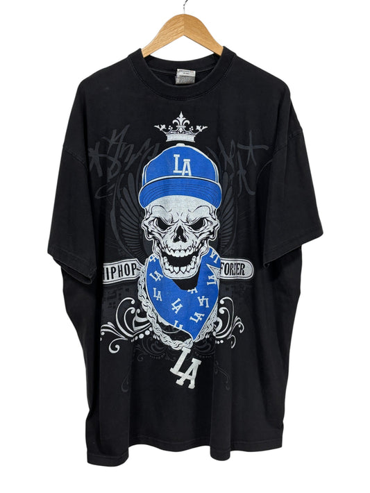 Vintage Y2K Pro Club Hip Hop Forever Skeleton Big Print Tee Size 3XL