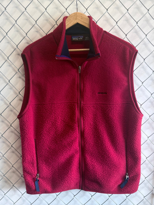 Vintage 90's Patagonia Made in USA Red Synchilla Fleece Vest Size Large