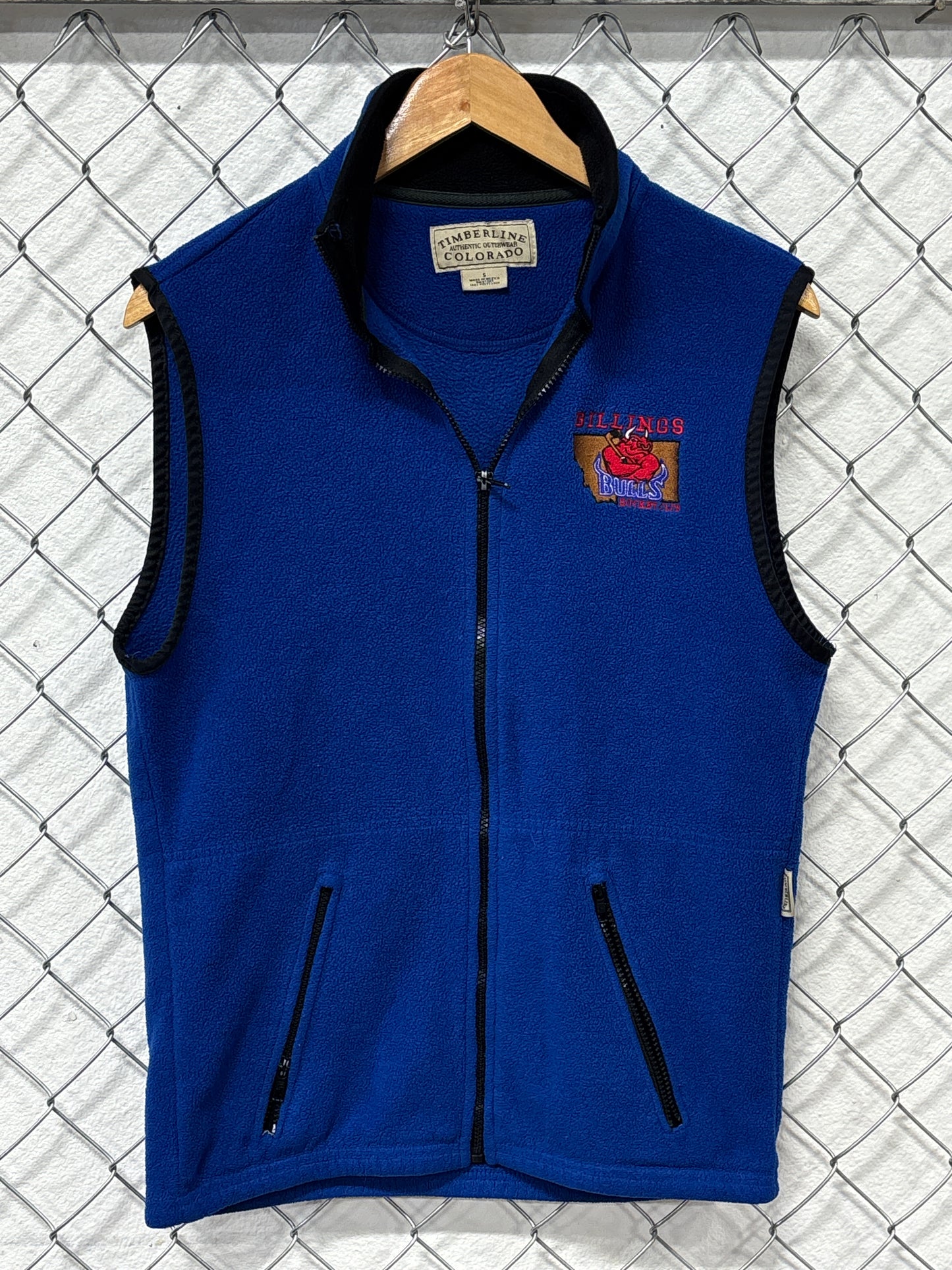 Vintage Y2K Billings Bulls Blue Fleece Vest Size Small