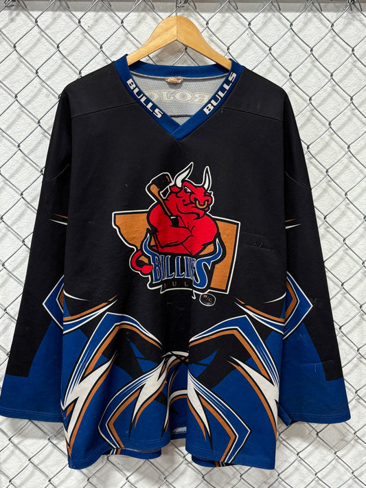 Vintage Billings Bulls Hockey Jersey Black Size XXL