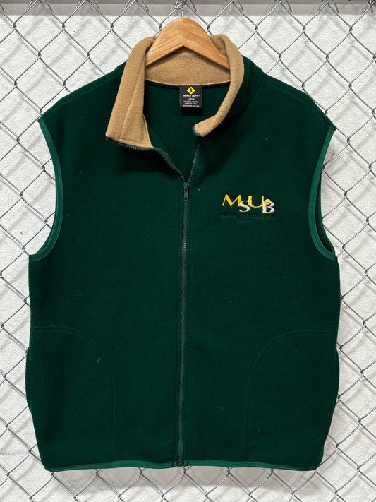 Vintage 90's Montana State University Billings Green Fleece Vest Size Large