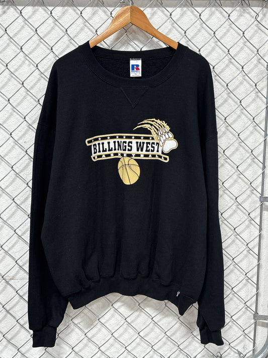 Vintage Billings Montana West High Basketball Crewneck Sweater Size XL