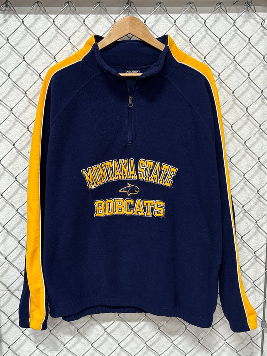 Vintage Montana State University Bobcats Quarter Zip Fleece Sweater Size XL