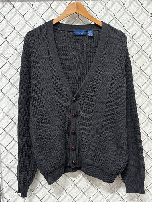 Towncraft Grey Knit Cardigan Sweater Size XL