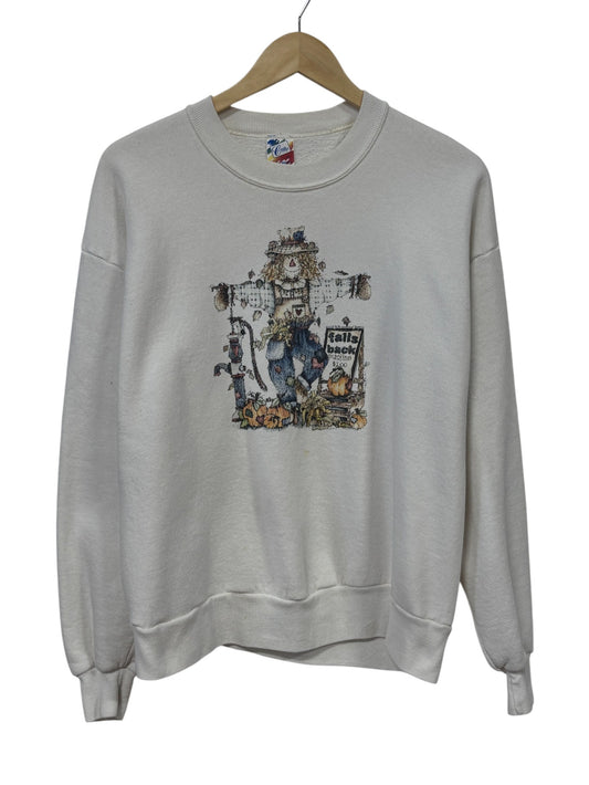 Vintage 90's Autumn Scarecrow Grandma Style Sweater Size Large