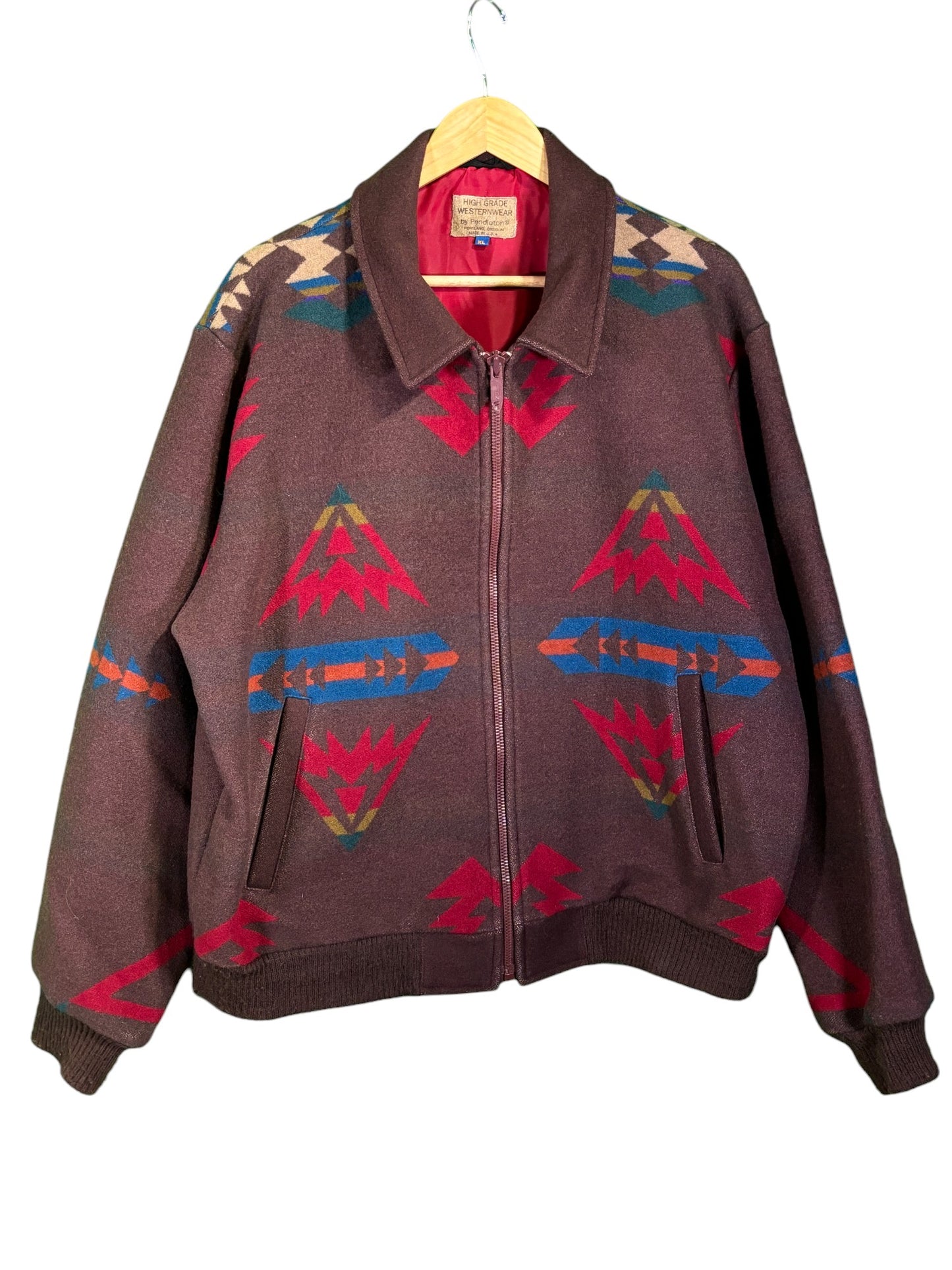 Vintage Pendleton High Grade Westernwear Aztec Print Bomber Jacket Size XL