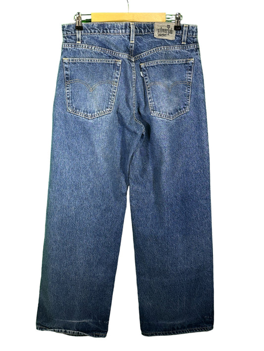 Vintage 90's Levi's Baggy Mega Wide Leg Silver Tab Jeans Size 34x32