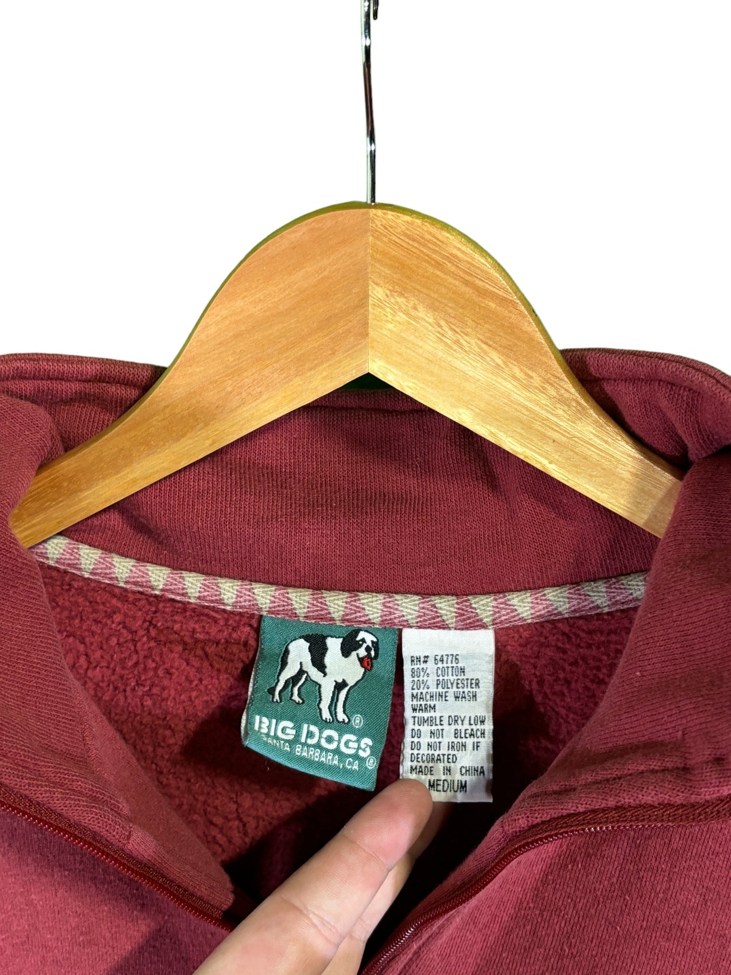 Vintage 00's Big Dogs Red Quarter Zip Sweater Size Medium