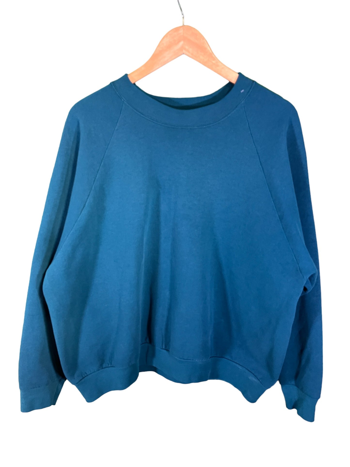 Vintage Women's Fruit of the Loom Blue Blank Boxy Crewneck Size XXL