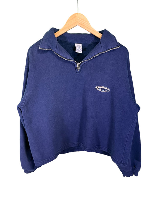 Vintage Z Cavaricci Cropped Blue Quarter Zip Sweater Size XL