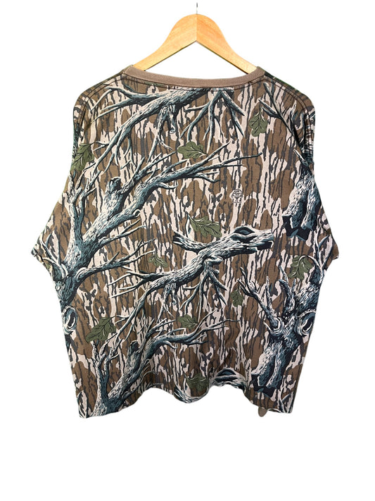 Vintage Woodland Tree Camo Long Sleeve Shirt Size Medium