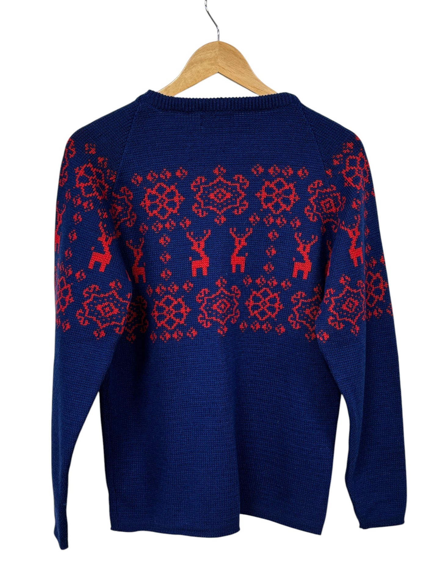 Vintage Women's White Stag Made in USA Blue Knit Sweater Size Large