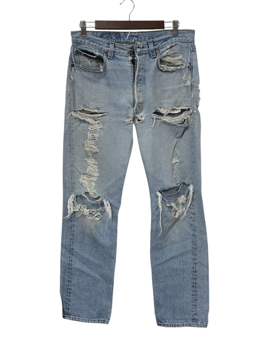Vintage 90's Levi's Thrashed Light Wash Denim Jeans Size 30x30