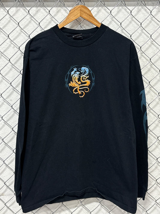 Vintage Y2K Dragons Long Sleeve Graphic Shirt Size Large