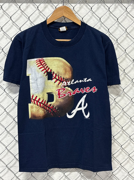 Vintage 90's Nutmeg Atlanta Braves Baseball Big Print Graphic Tee Size Medium